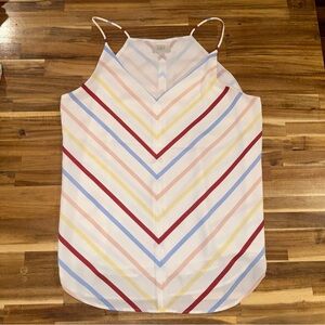 LOFT XL Summer Multicolor V Striped Camisole